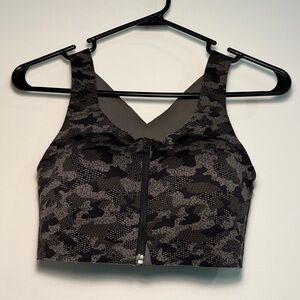 lululemon Discontinued Enlite Front Zip Sports Bra Olive Green Camo 34C